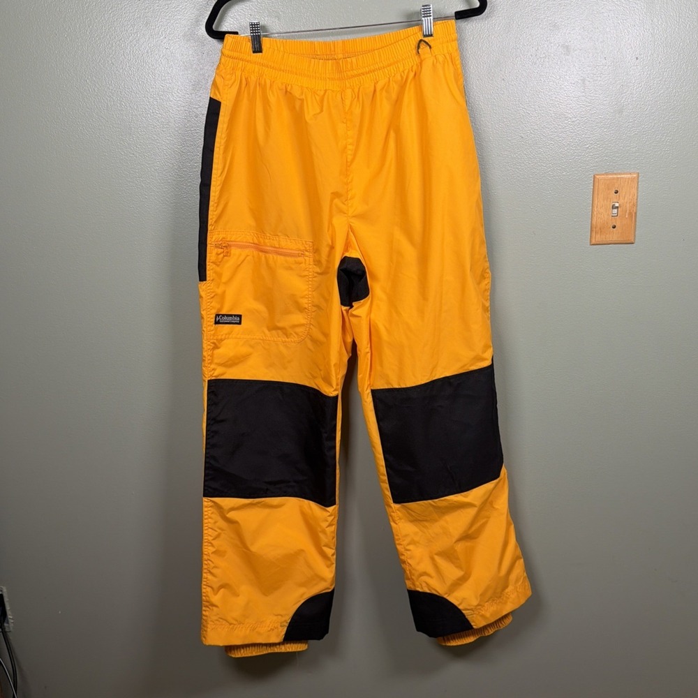 Columbia Ski Snow Pants Mens Large Orange Yellow Black Vintage 90s Y2K